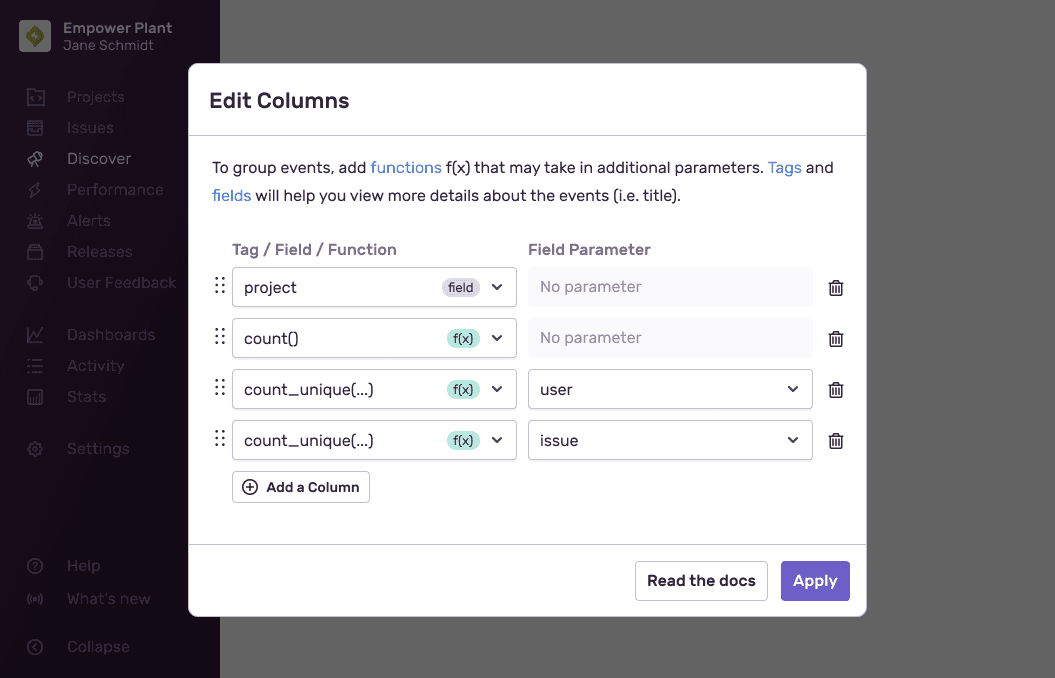 Issues per project